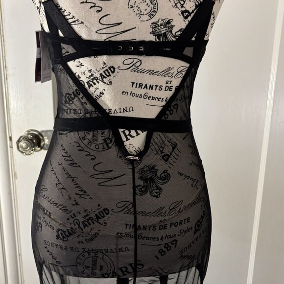 BLUEBELLA Karolina Wired Sheer Basque Lingerie In Black - 34C - NWT - Picture 9 of 13